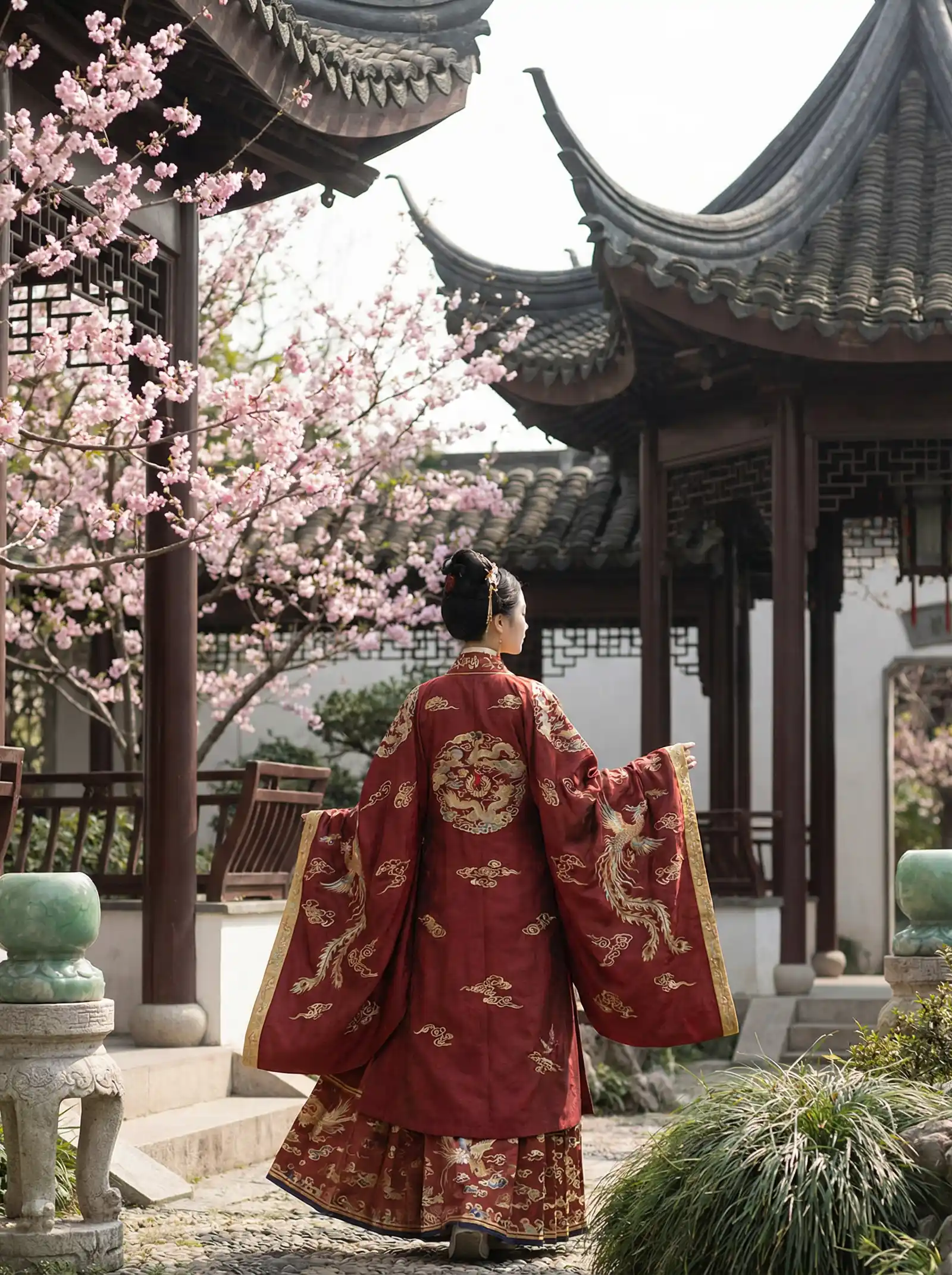 宠爱演员表 明制汉服红色凤凰刺绣